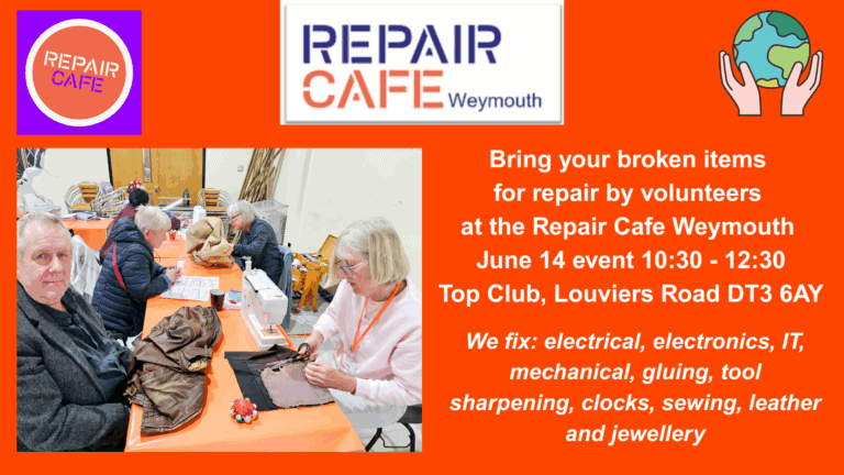 Repair Cafe Weymouth 14 June event 2025 768x432